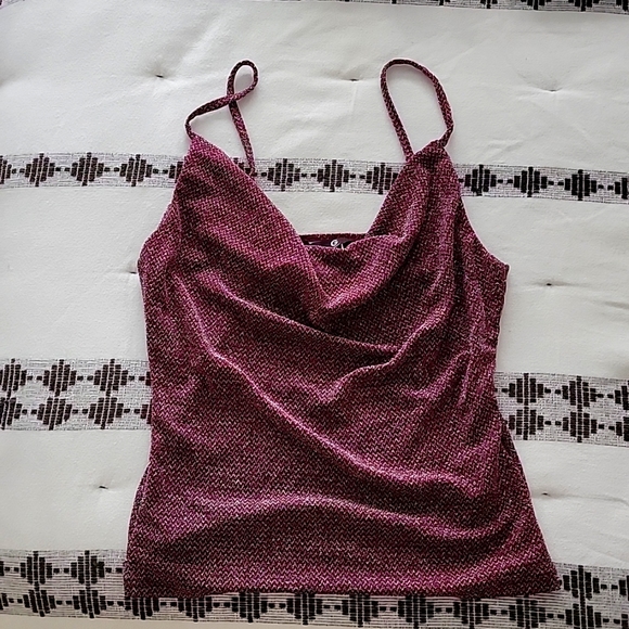 Cassie shimmer cowl top, guess size small, plum color - Picture 1 of 2